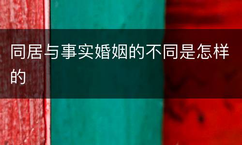 同居与事实婚姻的不同是怎样的