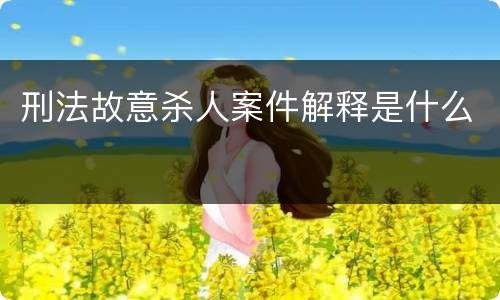 刑法故意杀人案件解释是什么