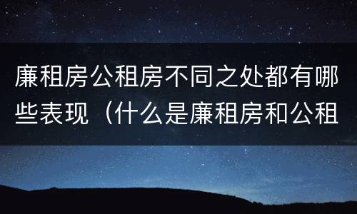 廉租房公租房不同之处都有哪些表现（什么是廉租房和公租房两个有什么特点）