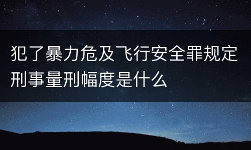犯了暴力危及飞行安全罪规定刑事量刑幅度是什么