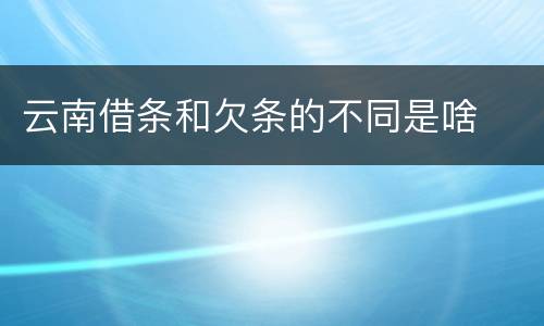 云南借条和欠条的不同是啥