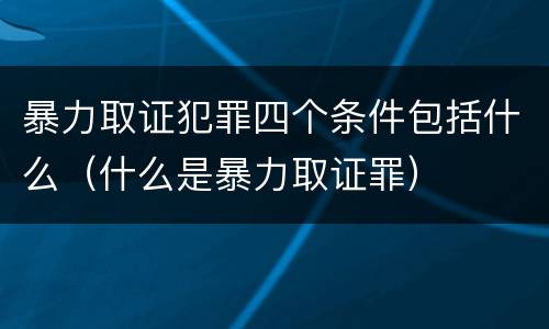 暴力取证犯罪四个条件包括什么（什么是暴力取证罪）