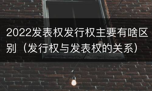 2022发表权发行权主要有啥区别（发行权与发表权的关系）