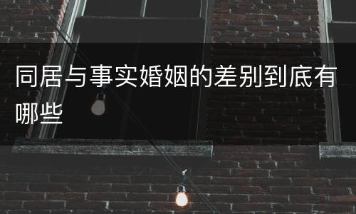 同居与事实婚姻的差别到底有哪些
