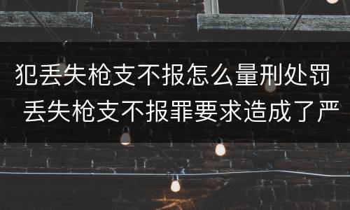 犯丢失枪支不报怎么量刑处罚 丢失枪支不报罪要求造成了严重后果的才构成犯罪