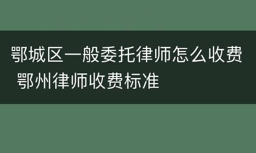 鄂城区一般委托律师怎么收费 鄂州律师收费标准