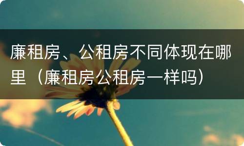 廉租房、公租房不同体现在哪里（廉租房公租房一样吗）