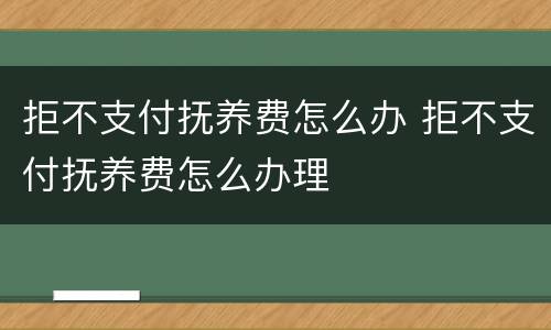拒不支付抚养费怎么办 拒不支付抚养费怎么办理
