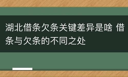 湖北借条欠条关键差异是啥 借条与欠条的不同之处