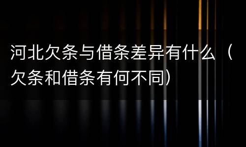 河北欠条与借条差异有什么（欠条和借条有何不同）