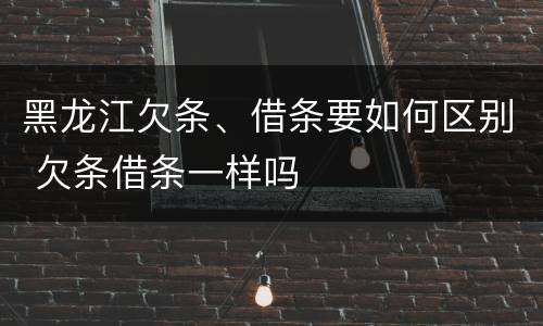 黑龙江欠条、借条要如何区别 欠条借条一样吗
