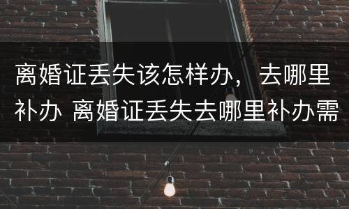 离婚证丢失该怎样办，去哪里补办 离婚证丢失去哪里补办需要什么手续