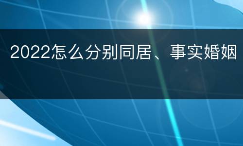 2022怎么分别同居、事实婚姻