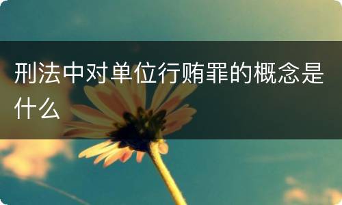 刑法中对单位行贿罪的概念是什么