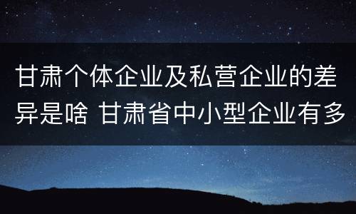 甘肃个体企业及私营企业的差异是啥 甘肃省中小型企业有多少