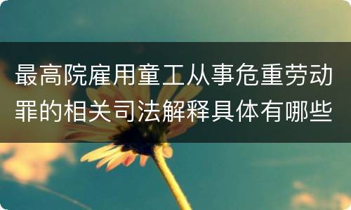 最高院雇用童工从事危重劳动罪的相关司法解释具体有哪些规定