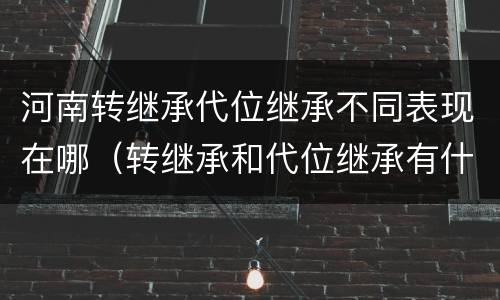 河南转继承代位继承不同表现在哪（转继承和代位继承有什么区别）