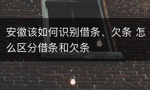安徽该如何识别借条、欠条 怎么区分借条和欠条