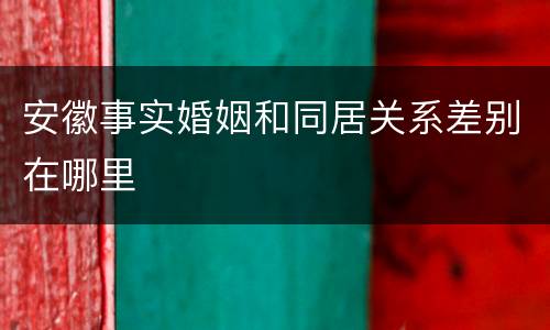 安徽事实婚姻和同居关系差别在哪里