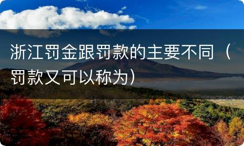 浙江罚金跟罚款的主要不同（罚款又可以称为）
