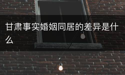甘肃事实婚姻同居的差异是什么