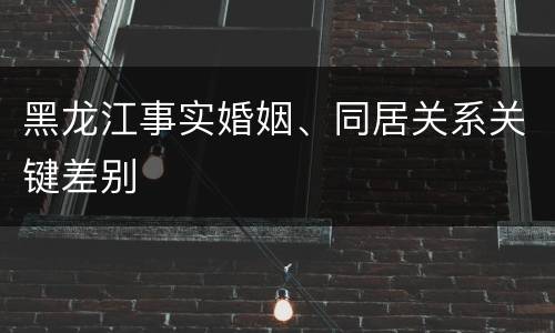 黑龙江事实婚姻、同居关系关键差别