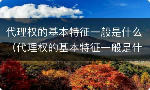 代理权的基本特征一般是什么（代理权的基本特征一般是什么）