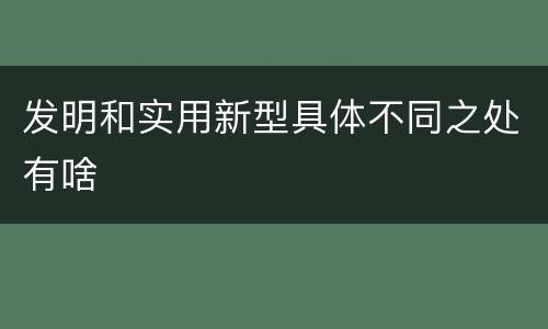 发明和实用新型具体不同之处有啥