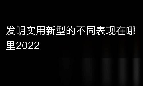 发明实用新型的不同表现在哪里2022
