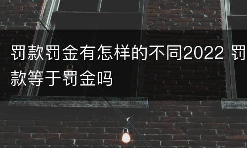 罚款罚金有怎样的不同2022 罚款等于罚金吗