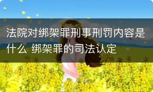 法院对绑架罪刑事刑罚内容是什么 绑架罪的司法认定