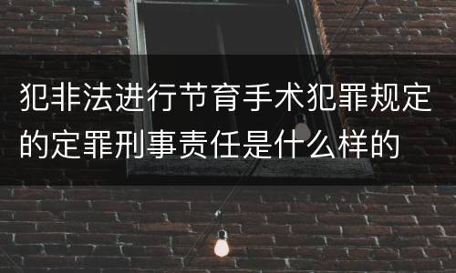 犯非法进行节育手术犯罪规定的定罪刑事责任是什么样的