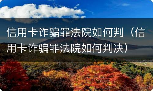 信用卡诈骗罪法院如何判（信用卡诈骗罪法院如何判决）