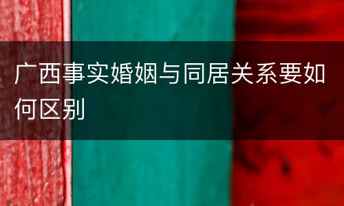 广西事实婚姻与同居关系要如何区别