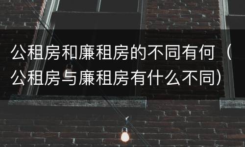 公租房和廉租房的不同有何（公租房与廉租房有什么不同）