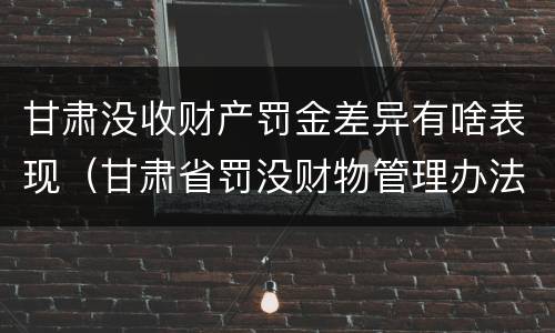 甘肃没收财产罚金差异有啥表现（甘肃省罚没财物管理办法）