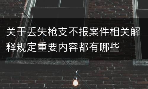 关于丢失枪支不报案件相关解释规定重要内容都有哪些
