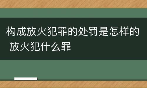 构成放火犯罪的处罚是怎样的 放火犯什么罪
