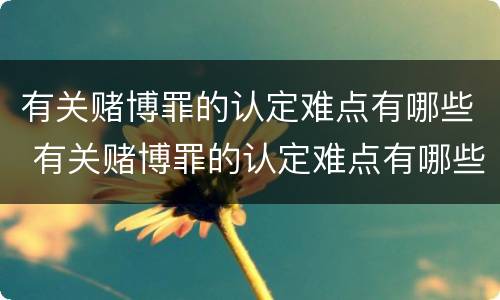 有关赌博罪的认定难点有哪些 有关赌博罪的认定难点有哪些呢