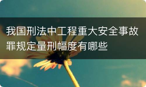 我国刑法中工程重大安全事故罪规定量刑幅度有哪些