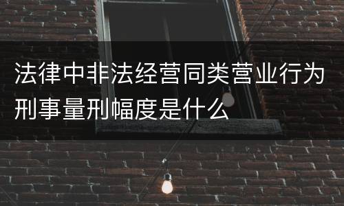 法律中非法经营同类营业行为刑事量刑幅度是什么