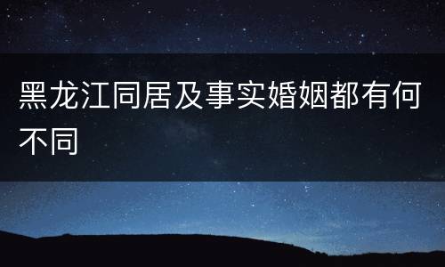 黑龙江同居及事实婚姻都有何不同