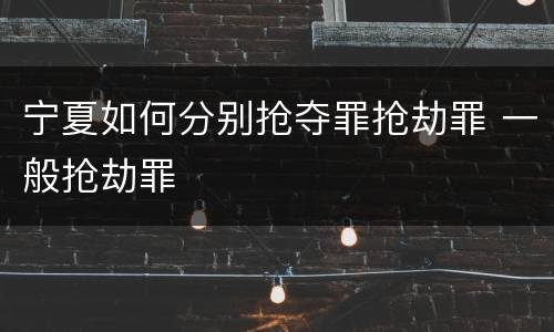宁夏如何分别抢夺罪抢劫罪 一般抢劫罪