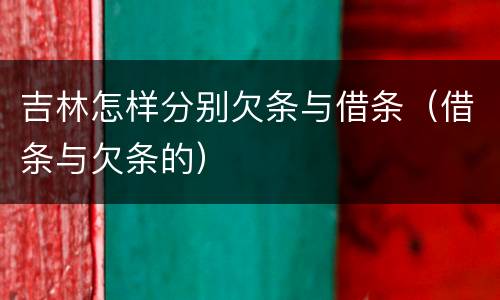 吉林怎样分别欠条与借条（借条与欠条的）
