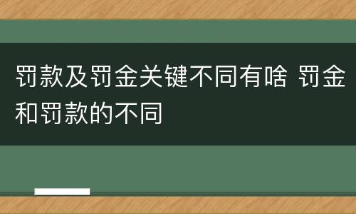 罚款及罚金关键不同有啥 罚金和罚款的不同