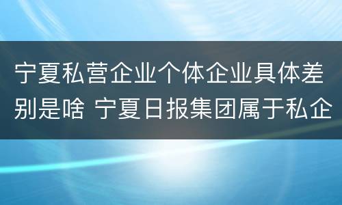 宁夏私营企业个体企业具体差别是啥 宁夏日报集团属于私企?