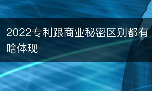 2022专利跟商业秘密区别都有啥体现