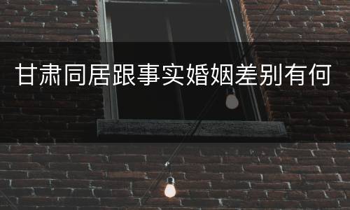 甘肃同居跟事实婚姻差别有何