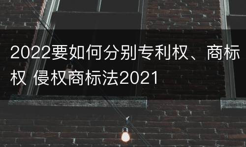 2022要如何分别专利权、商标权 侵权商标法2021