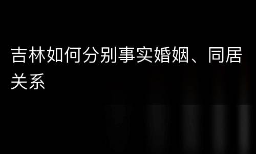 吉林如何分别事实婚姻、同居关系
